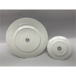 Modern studio pottery by Josie Firmin, to include cup and saucer, three espresso cups and saucers, pair of egg cups etc, each hand painted with varying cartoon cat designs