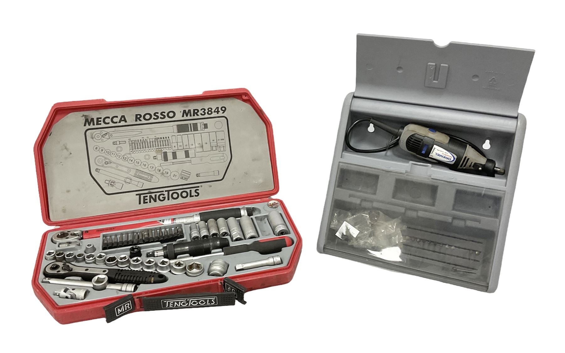 Mr Teng Tools 49 socket and spanner set in case (lacking 18mm), together with Dremel Multipro electric rotary tool