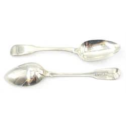  Two Georgian silver serving spoons approx 5oz  