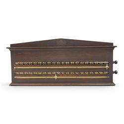 Snooker and Billiard accessories including a Thurston & Co Ltd snooker scoreboard, and Burroughes & Watts, London, billiard ball storage cabinet and white scorer