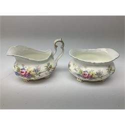 Royal Albert Colleen pattern tea ware comprising teapot, milk jug, sucrier, four cups and six saucers