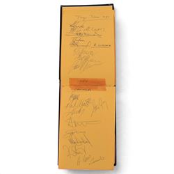 1987 Rugby Union World cup autograph book, with signatures of teams including New Zealand, Wales, Ireland, Tonga, Romania, Italy, Canada and Australia