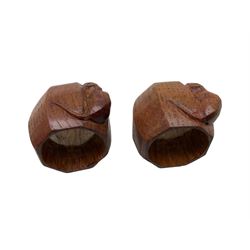 Mouseman - pair of oak napkin rings, of bulbous octagonal form each carved with mouse signature, by the workshop of Robert Thompson, Kilburn, L4cm W6cm