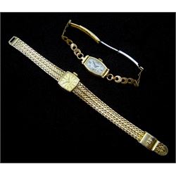Omega Ladymatic ladies gold-plated manual wind wristwatch and a Batty 14ct gold ladies wristwatch hallmarked, on gilt strap (2)