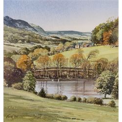 George 'Griff' Griffiths (British 1939-2017): 'Hackness Church from Hackness Park' 'Hackness Hall Lake Towards Langdale End' and 'Hackness Hall', triptych of watercolours signed Griff and dated '94, max 26.5cm x 54cm (3)