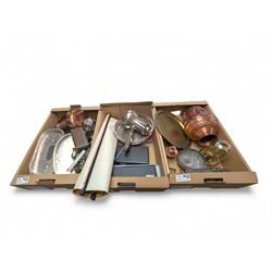 Copper vase and jug, Kundo mantle clock, blood pressure machine and a collection of metal ...