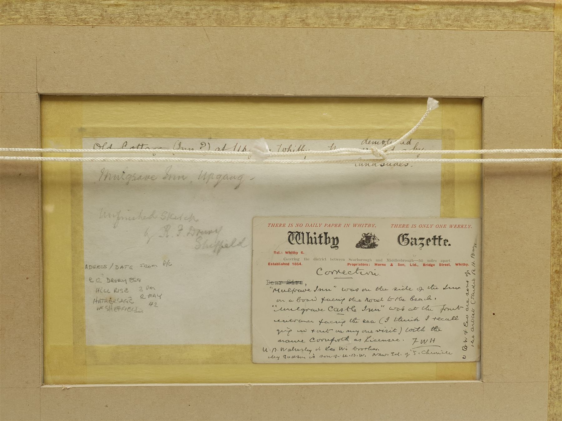Derek Carpenter (British 1936-2010): Sandsend from the Ness, pastel signed 32cm x 35cm; L Tindall (Late 20th century): The Ness Sandsend, watercolour signed 13cm x 23cm; 'Mulgrave Inn Upgang' Whitby, early 20th century watercolour indistinctly signed and extensively inscribed verso 14cm x 22cm (3)