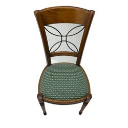 Ernest Menard - cherry wood and wrought metal dining table with glass top, and set six matching dining chairs