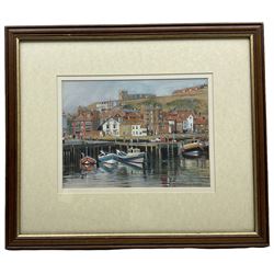 Edward Nolan ARCA (British 1934-): Fishing Boats on Whitby Quayside, pastel signed 22cm x 30cm 
Provenance: with The Penny Hedge Gallery Whitby, label verso