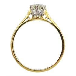 Gold single stone round brilliant cut diamond ring, stamped 18ct Plat, diamond approx 0.55 carat