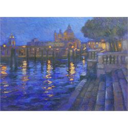John Mackie (Scottish 1953-): Venice by Night, pastel signed and dated 2013, 57cm x 77cm