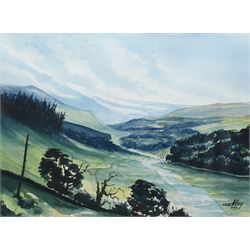 Ashley Jackson (Yorkshire 1940-): 'Muker' Swaledale, watercolour signed, titled on accompanying certificate of authenticity 41cm x 55cm
Provenance: Purchased directly from the artist as part of his TV series 'A Brush with Ashley'