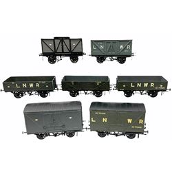 '0' gauge - seven scratch-built LNWR wagons including 10-ton covered wagon, three other covered wagons and three open wagons; all unboxed (7)
