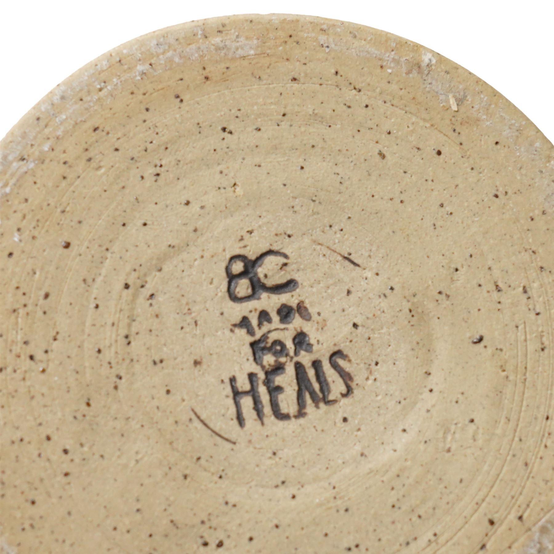 Sarah Butler and Martin Clark: Two works, comprising a sleeve vase and one bowl, each with vertical sgraffito decoration, and with incised potters marks to base, largest H19.5cm (2)