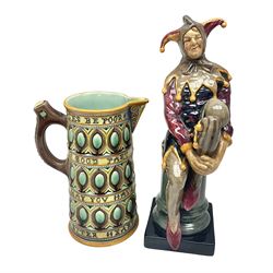Royal Doulton The Jester HN2016, together with Victorian Wedgwood Majolica Caterer jug, with verse