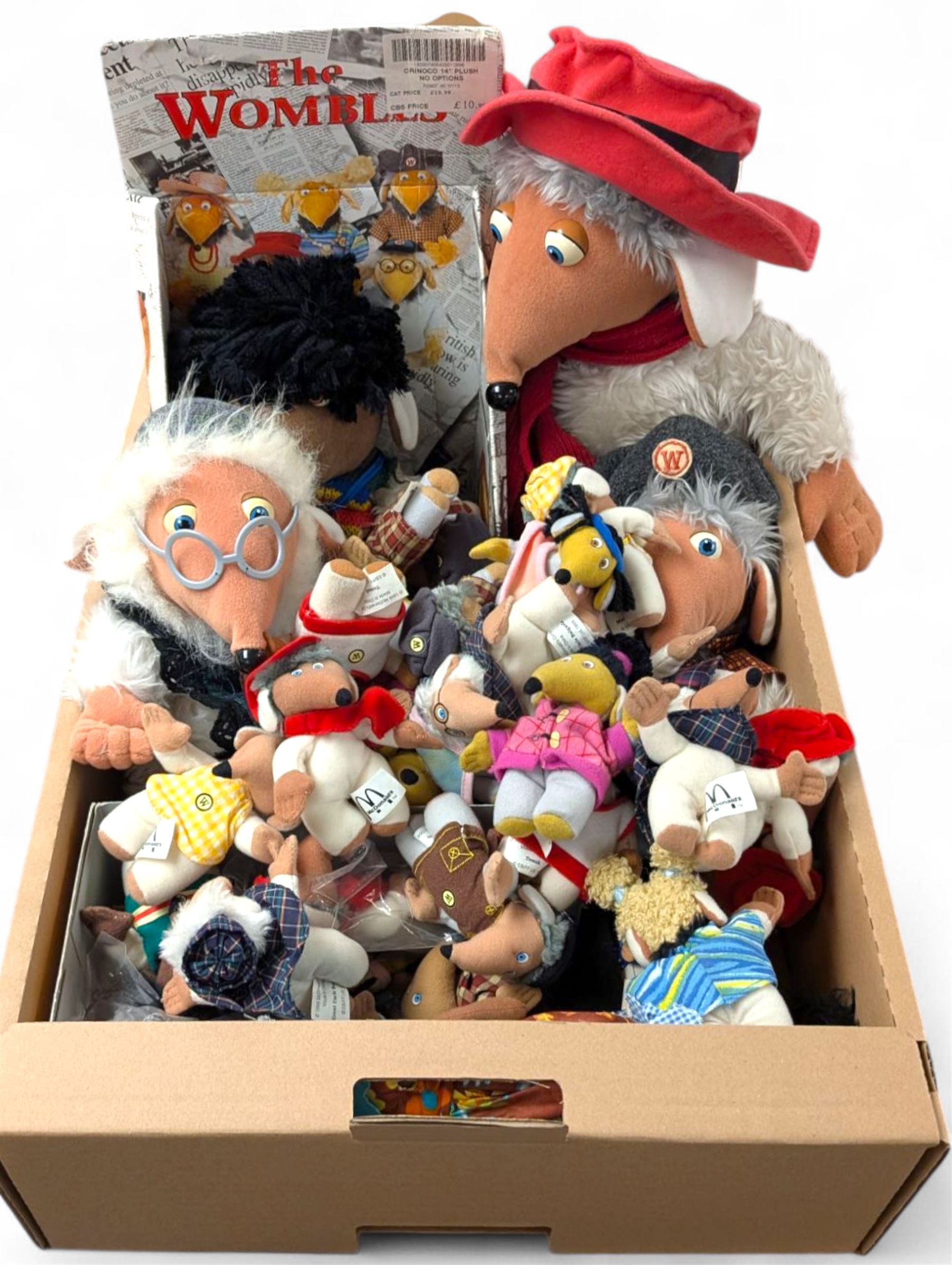 Collection of Womble toys, including First Love and Mcdonalds examples
