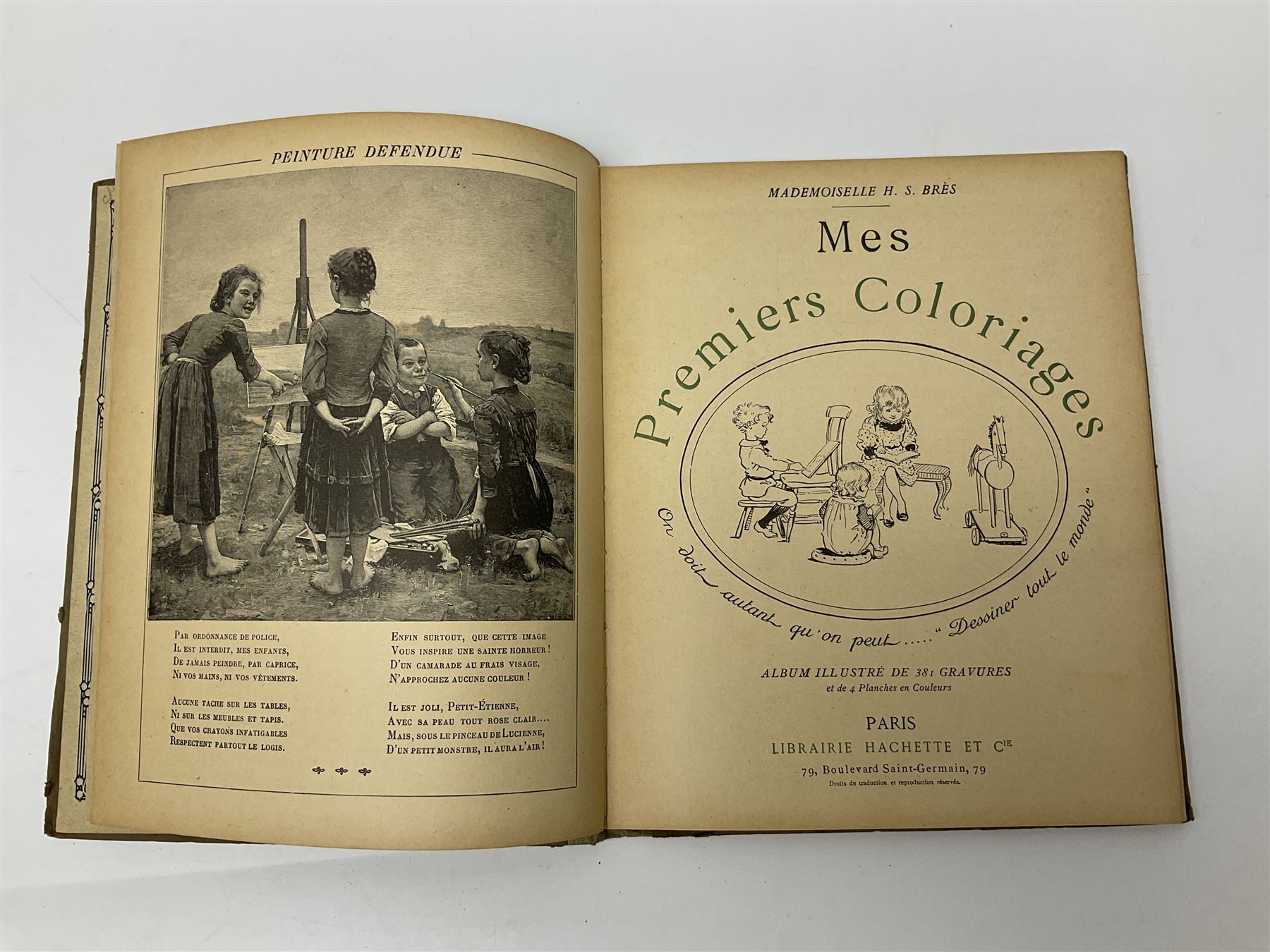 Three Childrens books, comprising Father Tuck's Once Upon a Time and two french books by Hachette et Cie, together with a folder of Ours The Magazine of Reckitts