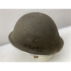 WW2 British Mk III steel combat helmet with textured finish and original liner