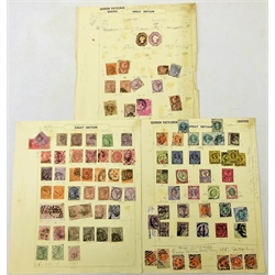  Collection of Great British Queen Victoria stamps on pages including 5/- red, 1/2d bantams, 'Army Official' and 'Govt Parcels' overprints etc   