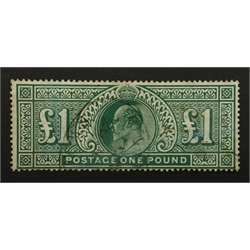  Great Britain King Edward VII (1911-13) used one pound green stamp, S.G.320  