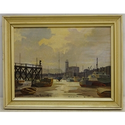  Scarborough Harbour, oil on canvas board signed by Don Micklethwaite (British 1936-) 29cm x 39cm  