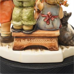 Goebel M I Hummel Club limited edition 25th Anniversary Group figurine 'Picture Perfect', numbered 552/2500, modelled as four children taking a photograph, with stand and plaque, printed marks to base, excluding plinth W27cm 