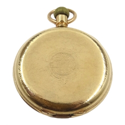  Waltham Traveler 14ct gold-plated pocket watch, movement no 11082124  