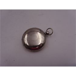 Victorian silver full hunter lever pocket watch, hallmarked John Hammon, London 1876, together with a Victorian silver Chronograph pocket watch, with personal engraving to inside case,  hallmarked Leopold Bessire, Birmingham 1887, and a 1930s silver match case, with engine turned decoration and engraved initials, hallmarked Walker & Hall, Chester 1933