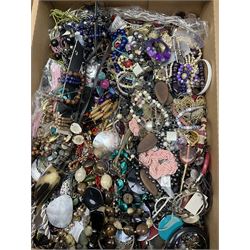 Quantity of costume jewellery including bracelets, bangles, necklaces, earrings etc, in three boxes