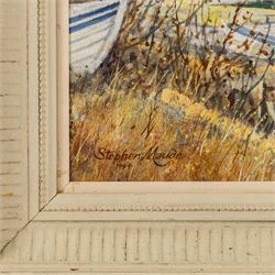 Stephen Maude (British 1919-): 'Runswick Bay - North Yorkshire', acrylic on canvas board signed and dated '94, titled on artist's label verso 27cm x 40cm