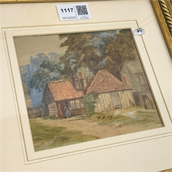 English School (19th century): Pastoral scenes with Cottages, set of three  watercolours unsigned 17cm x 12cm diminishing (3)
