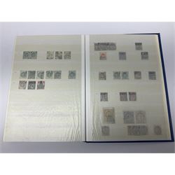 Mostly Great British Queen Victoria stamps, including penny black with black MX cancel, 1840 two pence blue with black cancel, imperf penny reds singles and pairs, perf penny reds stars and plates, various postmarks or cancels, penny reds on pieces or covers, halfpenny 'bantams', other QV issues with some higher values etc, housed in a blue stockbook