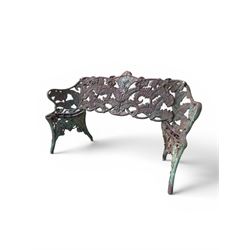 Victorian naturalistic design heavy cast iron garden bench, well defined fern pattern curv...