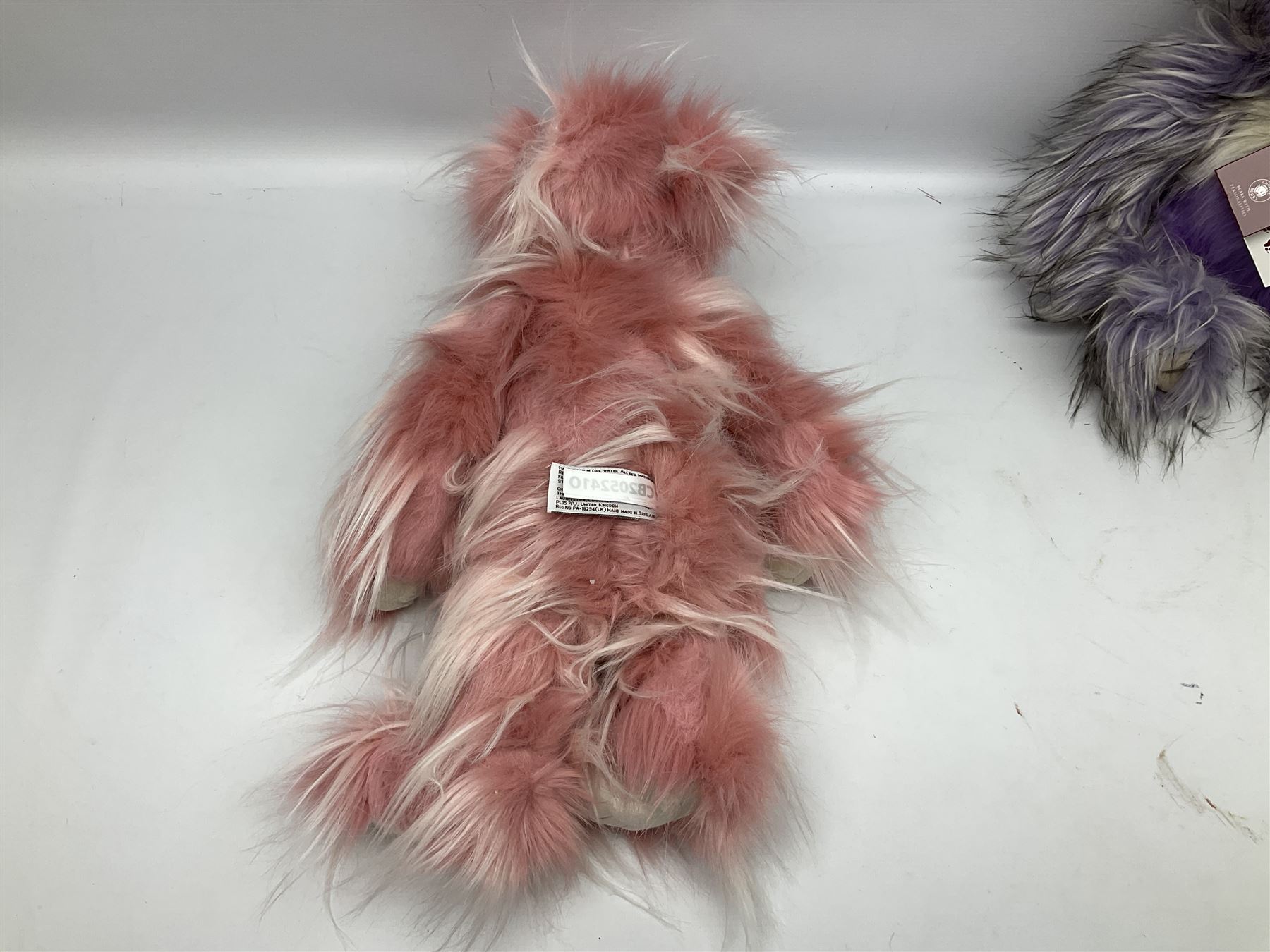 Three Charlie Bears, comprising limited edition Aunt Bibi CB205241O, 157/3000, Teresa CB212129C, and Soda Pop CB202040B, both designed by Isabelle Lee, all with tags 