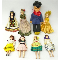  1960's American Dolls of the World, Arco Gas Station, early 20th century straw filled doll and two other American collector dolls including Muffie doll (8)  