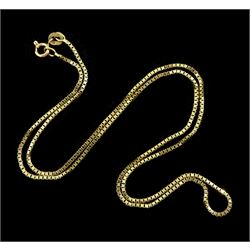 14ct gold box link chain necklace, stamped 585