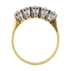 18ct gold five stone diamond ring, stamped