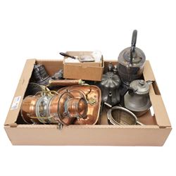 Brass Anchor light by Simpson Lawrence, Glasgow H23cm, assorted metalware, silver plate etc