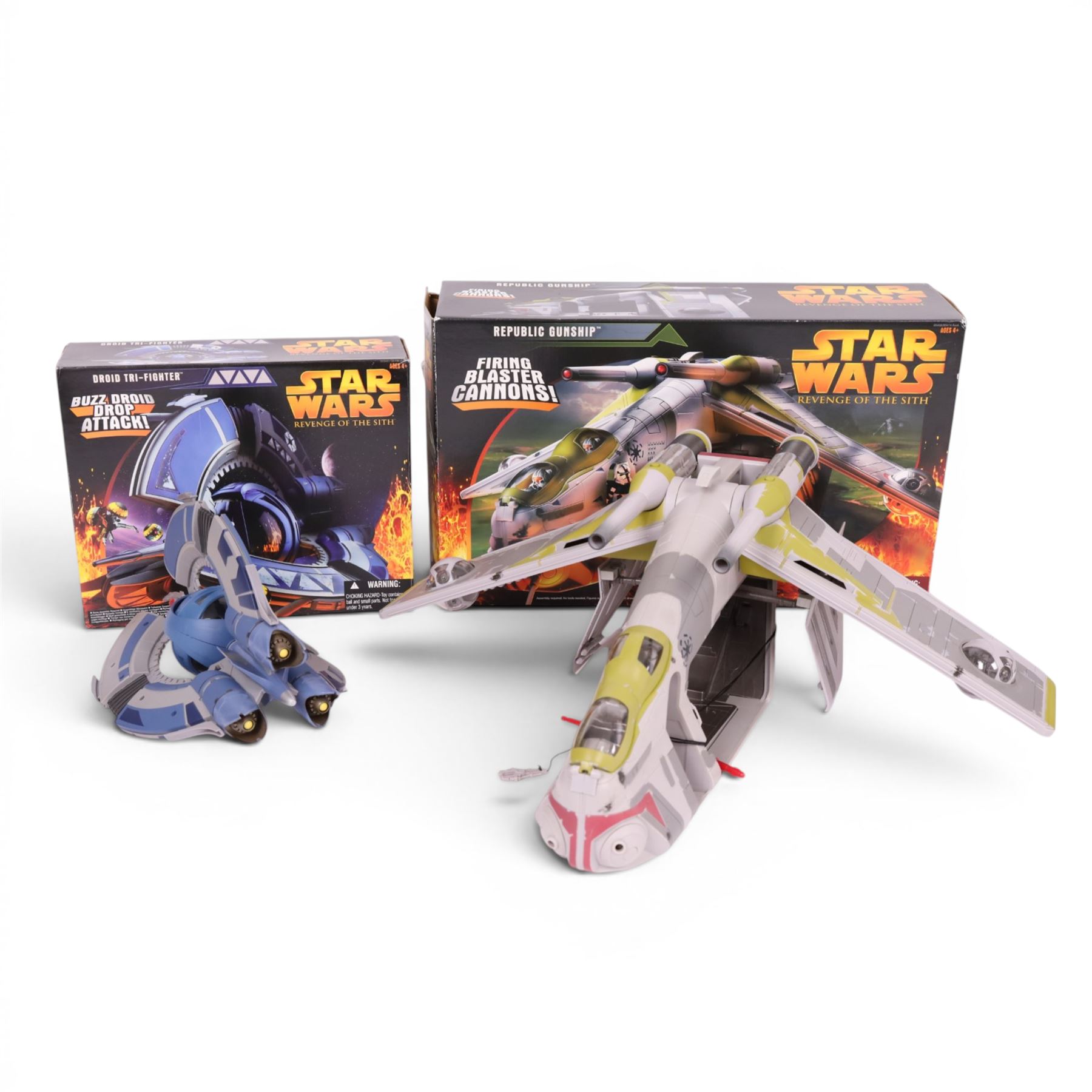 Hasbro Star Wars Revenge of the Sith playsets, including Droid Tri-Fighter, Crab Droid, Barc Speeder, Republic Gunship and AT-RT, together with a Hasbro Darth Vader Voice Changer Helmet, 