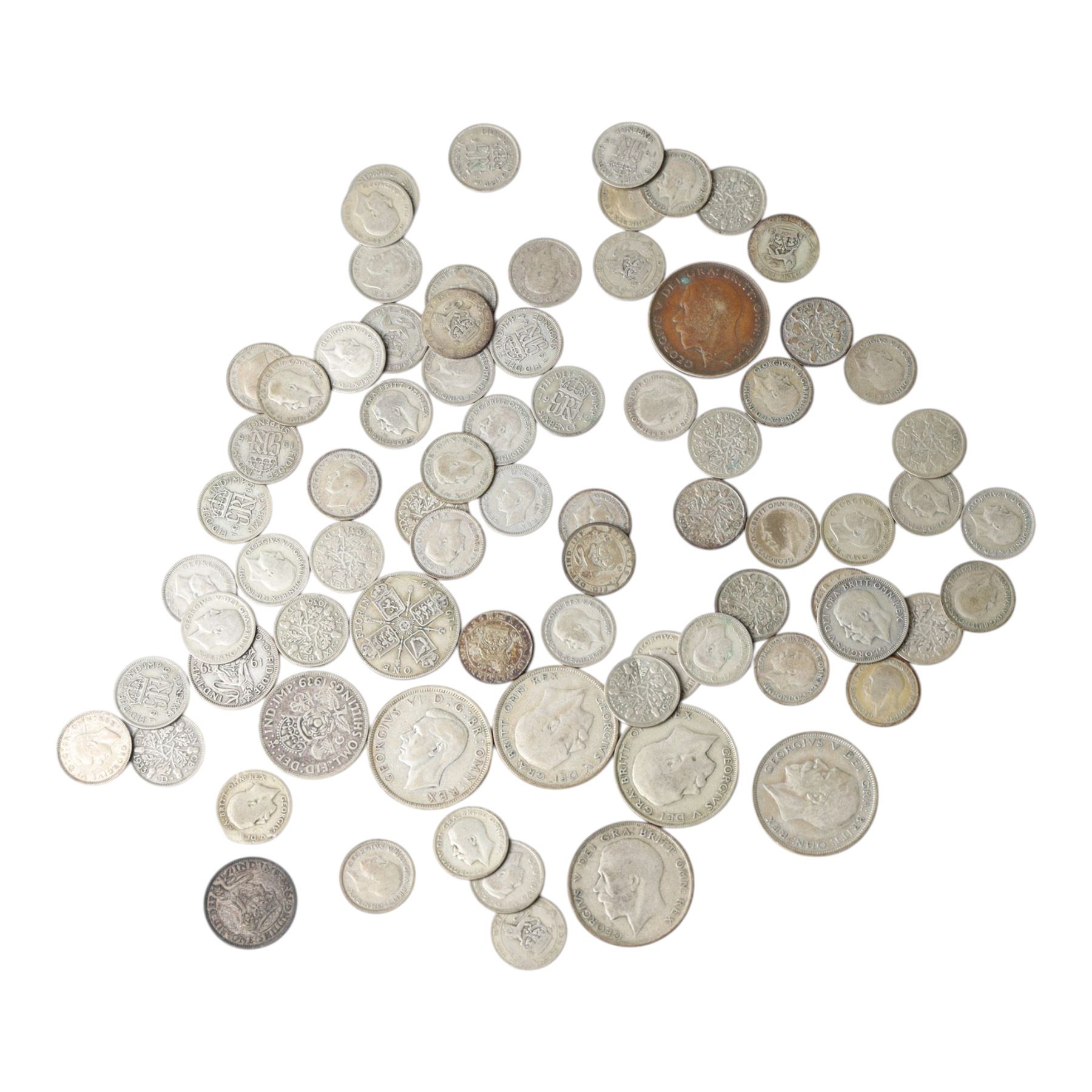 Approximately 300 grams of Great British pre-1947 silver coins