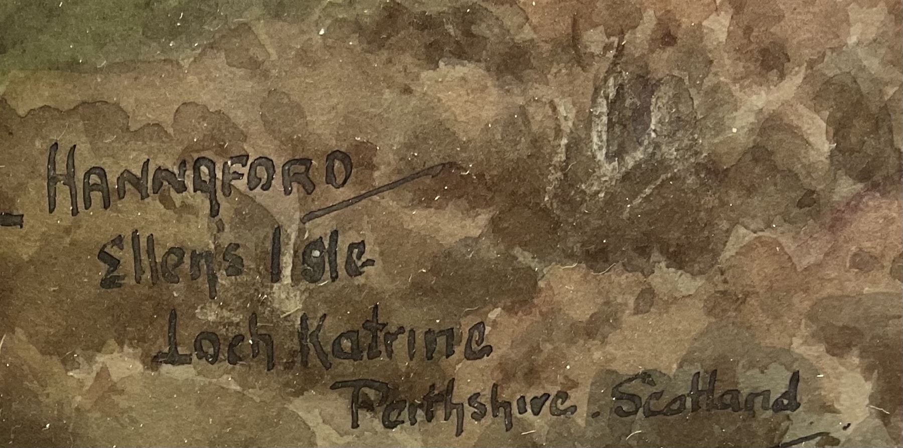 Charles Edward Hannaford (British 1863-1895): 'Ellen's Isle Loch Katrine Perthshire Scotland', watercolour signed and titled 44cm x 69cm