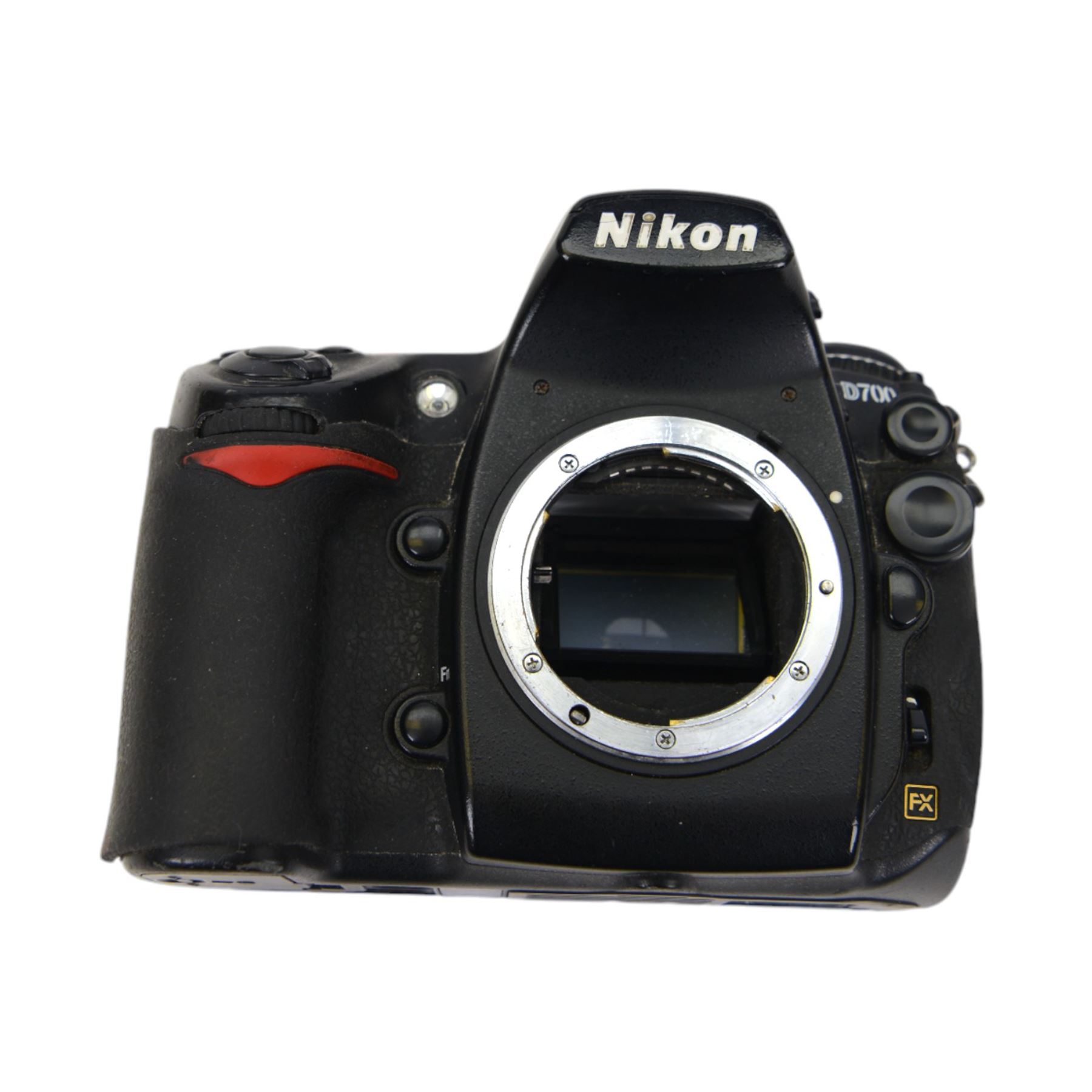 Nikon D700 digital SLR camera body, serial no. 2178036, with some associated battery packs and accessories