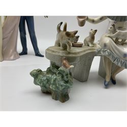 Two Lladro figure groups, Happy Anniversary no 6475 and Meal Time no 6109, largest H32cm