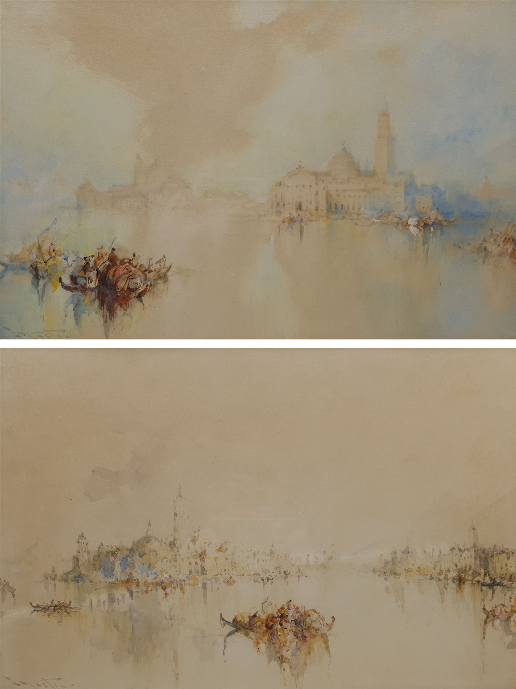 Stephen Frank Wasley (British 1848-1934): Venice, pair watercolours signed 34.5cm x 52cm