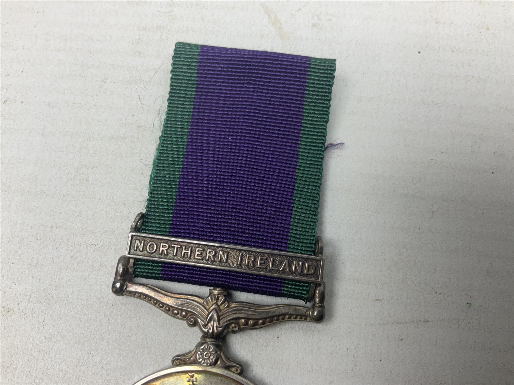 Elizabeth II General Service Medal with Northern Ireland clasp awarded to 24197417 Pte. S.P. Moylan R. Anglian; with ribbon