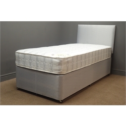  3' single divan bed with mattress 'The Shire Bed Co' and upholstered headboard, W94cm, H110cm, L200cm  