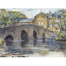 Rowland Henry Hill (Staithes Group 1873-1952): A Village Bridge, watercolour signed and dated 1933, 20cm x 26cm