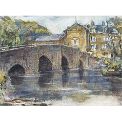 Rowland Henry Hill (Staithes Group 1873-1952): A Village Bridge, watercolour signed and dated 1933, 20cm x 26cm (mounted)