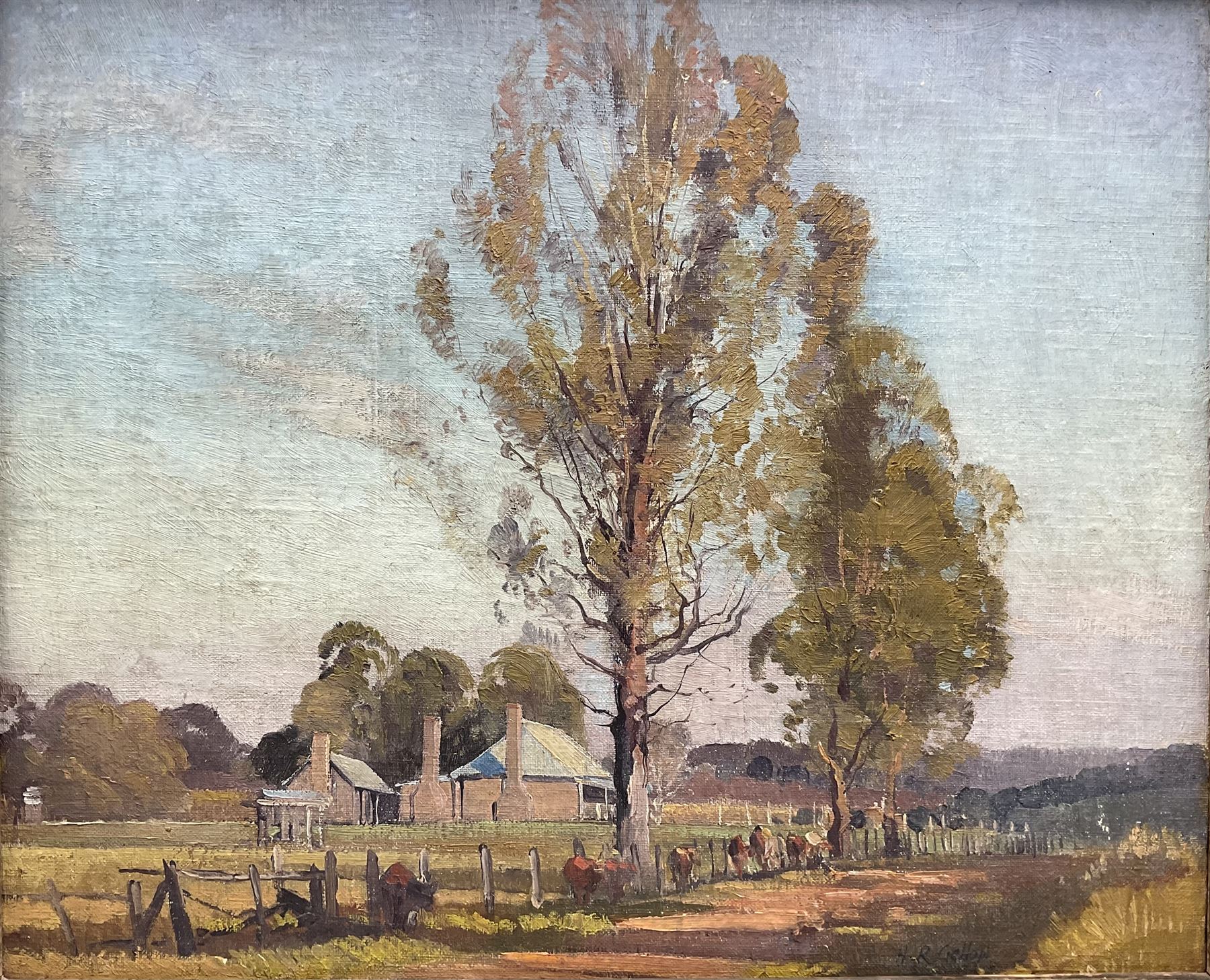 Herbert Reginald Gallop (Australian 1890-1958): 'The Country Road', oil on canvas laid on panel signed, titled verso 37cm x 45cm  