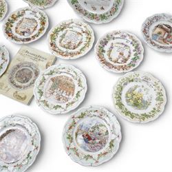 Collection of Royal Doulton Brambly Hedge wares, comprising two calendar plates, 2002 and 2003, four recipe plates 'Strawberry Shortcake' 'Apple Pie' 'Mushroom Tart' and 'Crystalized Violets', six Midwinter plates and four season plates (16)